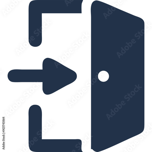 Abstract dark blue icon depicting entry, login, or access.