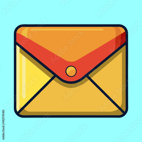 Illustration of a Yellow and Red Envelope on a Blue Background