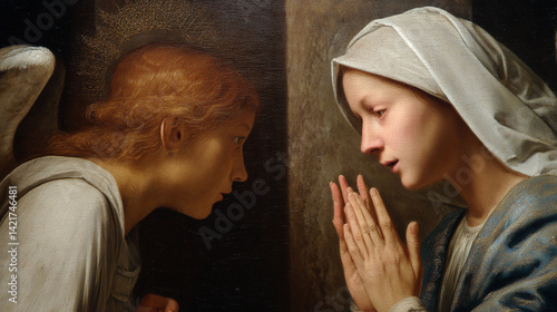 Annunciation painting mary angel gabriel religious art christianity renaissance fine art masterpiece classic 100