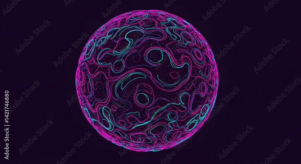 Abstract Globe with Pink and Blue Lines for Futuristic Concept Abstract Globe with Pink and Blue Lines for Futuristic Concept