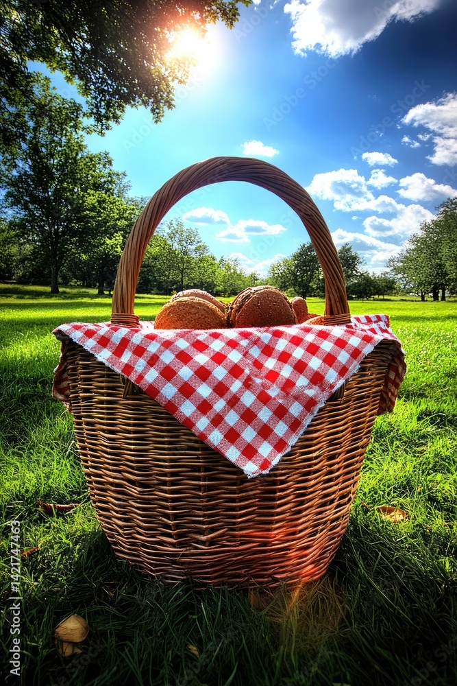 Picnic basket in grassy field (7) Picnic basket in grassy field (7)
