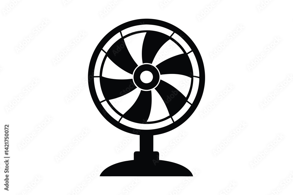 Cooling fan silhouette vector illustration on white background Cooling fan silhouette vector illustration on white background