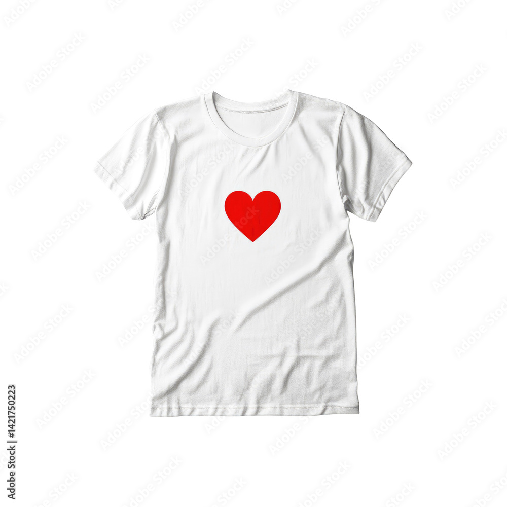 White T-Shirt with Red Heart Design - Simple Love Apparel White T-Shirt with Red Heart Design - Simple Love Apparel