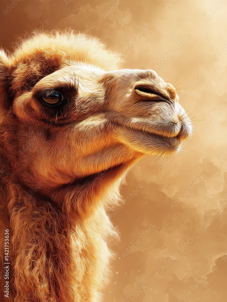 Obraz premium Camel Portrait with Golden Fur