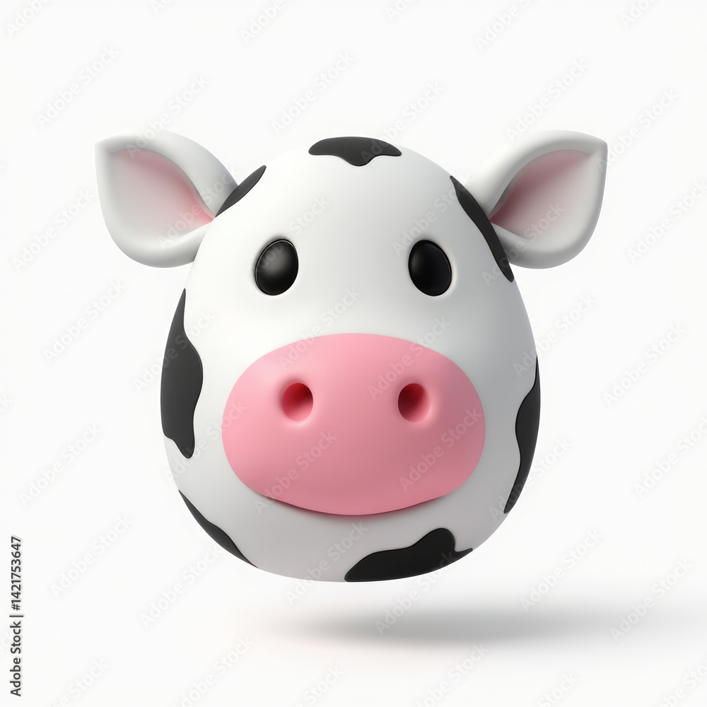 Cow Face Emoji - 3D Rendering with Pink Nose and Black Spots Cow Face Emoji - 3D Rendering with Pink Nose and Black Spots