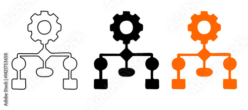 Agile Process vector icon, gear and cycle arrow icon, iterative development and continuous improvement illustration