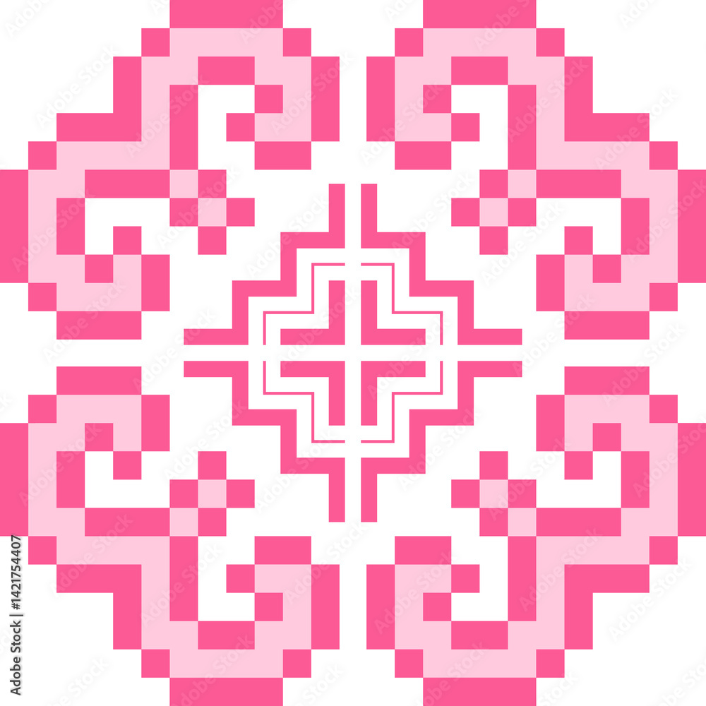 Hmong ethnic pattern designed in pink tones Hmong ethnic pattern designed in pink tones