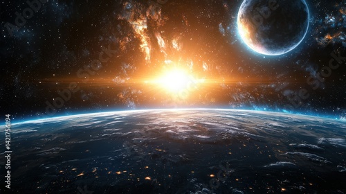A mysterious energy-based lifeform hovering above a planet