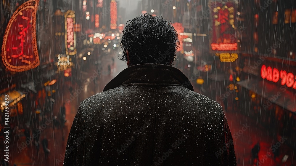 A cyberpunk metropolis, bathed in the ethereal glow of neon lights, emerges from a downpour A cyberpunk metropolis, bathed in the ethereal glow of neon lights, emerges from a downpour