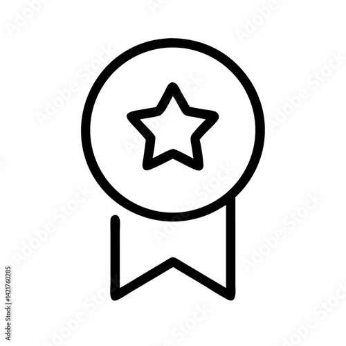 achievement badge vector icon for awards, certification and recognition flat stroke icon for apps and websites
