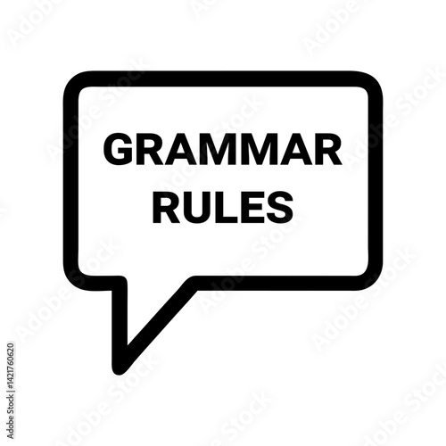 grammar rules icon featuring a speech bubble representing language, writing, and communication flat stroke icon for apps and websites
