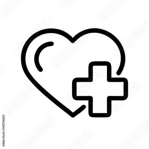 health icon featuring heart and cross representing medical care, wellness, and healthcare services flat stroke icon for apps and websites
