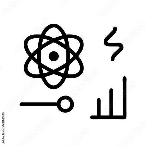 scientific and mathematical symbols icon representing physics, chemistry, and data analysis flat stroke icon for apps and websites
