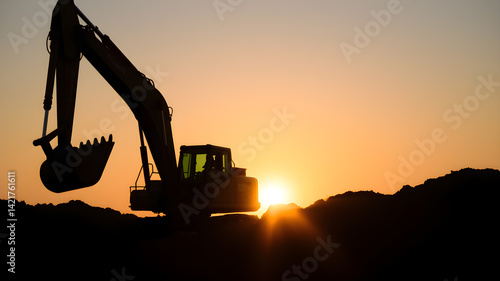 Wallpaper Mural Silhouetted Digging Machine Generative AI Torontodigital.ca