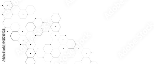 Vector hexagons pattern. Geometric abstract background with simple hexagonal elements. Medical, technology or science design