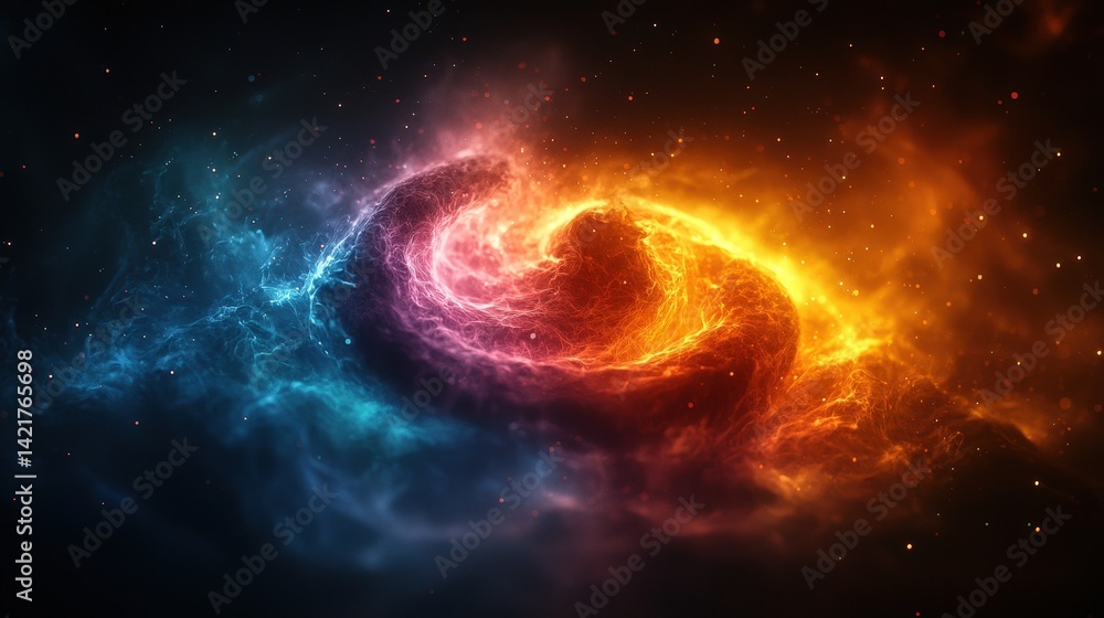 Obraz premium A swirling vortex of vibrant, chaotic colors, depicting a world saturated with an abundance of goods and resources, hinting at potential environmental and societal consequences 