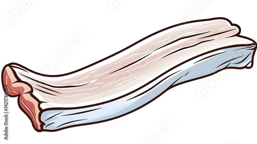 Detailed Line Drawing Cartoon Bacon Illustration for Food Industry Promotion