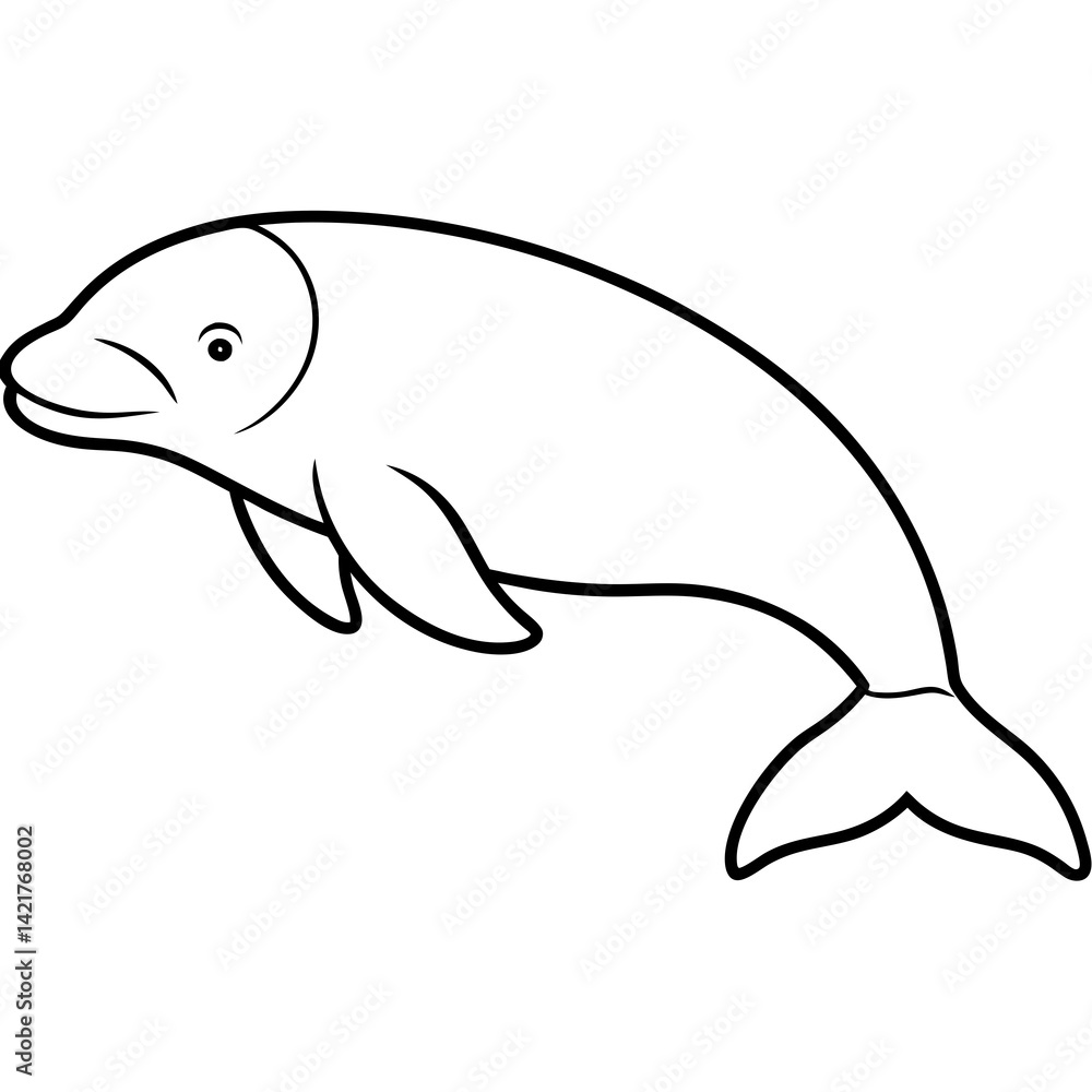 Beluga Whale in One Line Vector Design