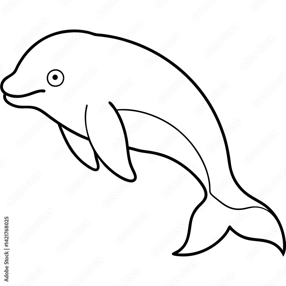 Fototapeta premium Beluga Whale in One Line Vector Design