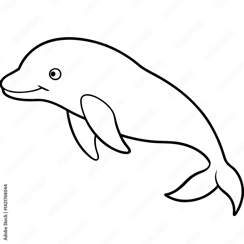 Naklejka premium Beluga Whale in One Line Vector Design