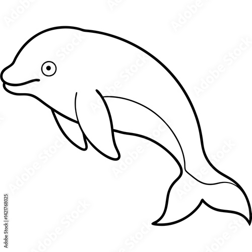 Beluga Whale in One Line Vector Design