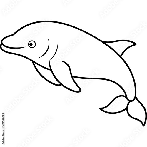 Beluga Whale in One Line Vector Design