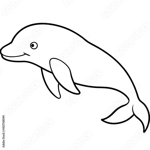 Beluga Whale in One Line Vector Design