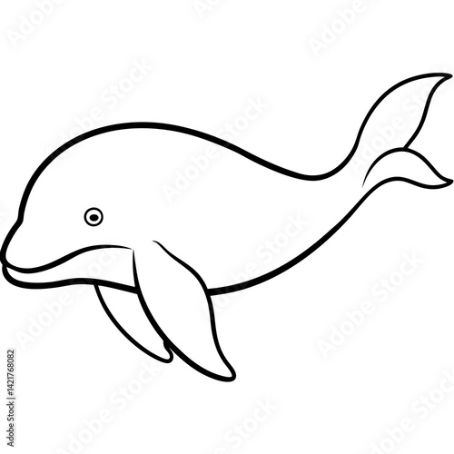 Beluga Whale in One Line Vector Design