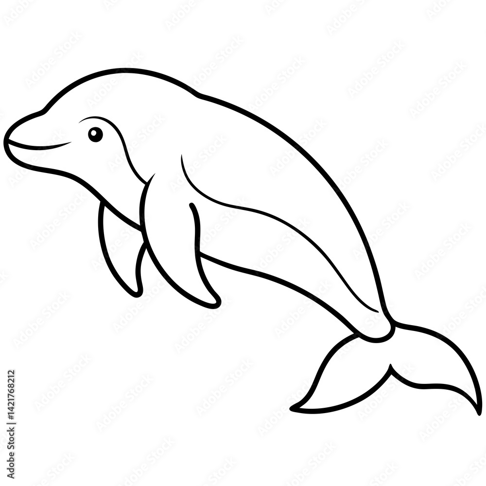 Naklejka premium Beluga Whale in One Line Vector Design