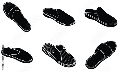 Slipper silhouette black vector art design on white background