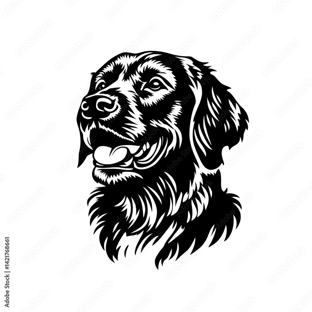 Obraz premium Sparkling Golden Retriever Dog Profile, Artistic Digital Pet Portrait