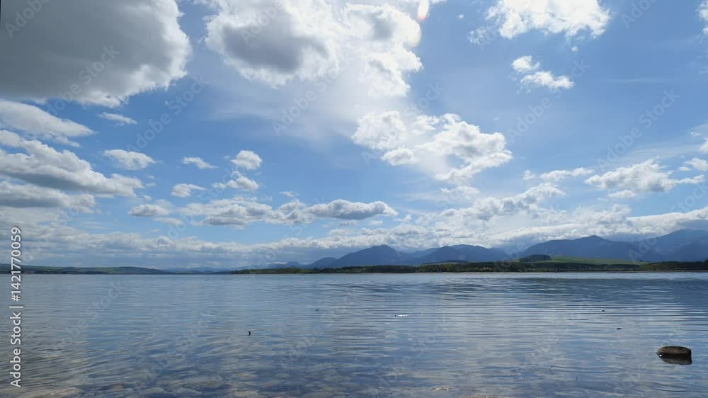 Timelapse of Clouds over Mountains and Reservoir at Noon Timelapse of Clouds over Mountains and Reservoir at Noon
