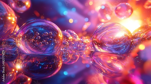 Reflective soap-bubble landscape with hyper-thin edges and chromatic dispersion, 16K