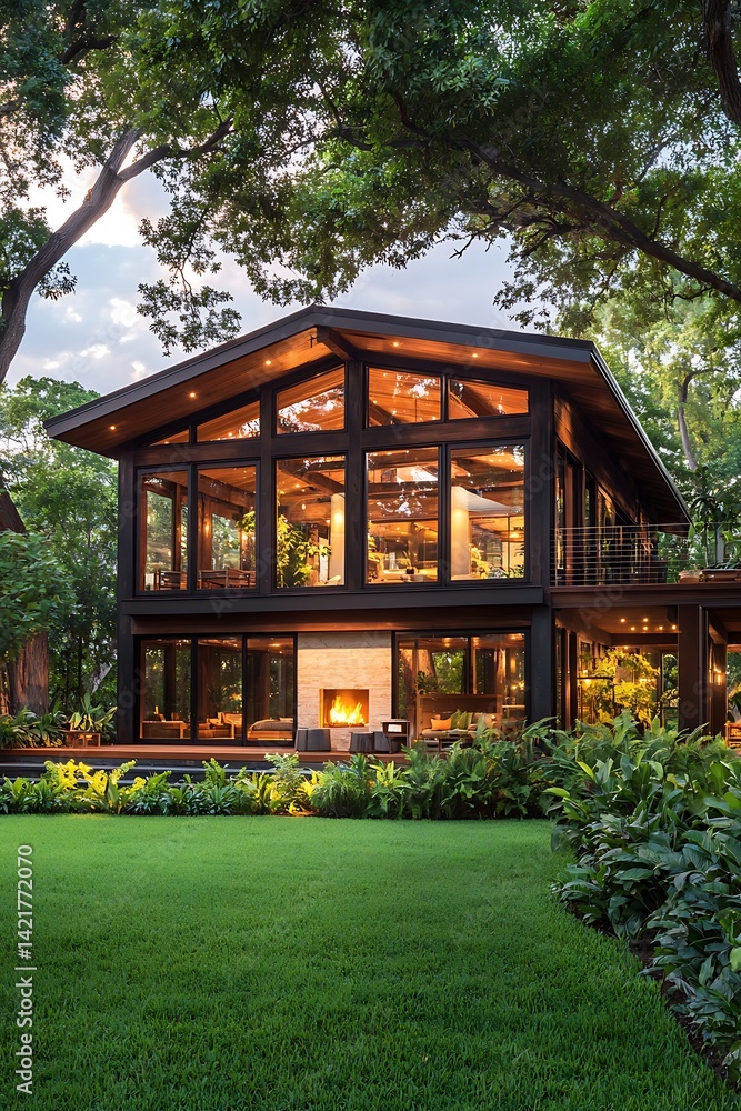 Modern House in Lush Garden Modern House in Lush Garden
