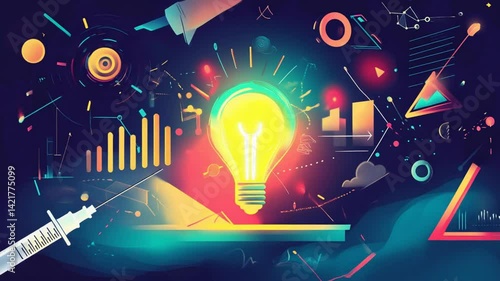 Creative Ideas and Innovation Spark: Conceptual Visualization of Imagination and Brightness
