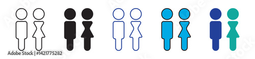 Male female sign, men women symbol, toilet wc vector icon set, gender collection, flat simple design illustration isolated on white