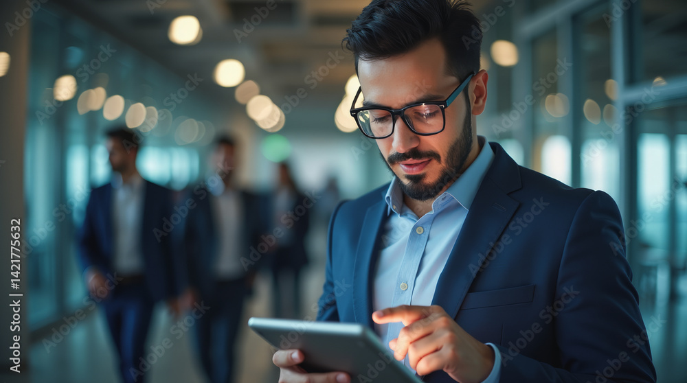 Middle Eastern Man Analyzing Data - Confident Man in Data Analysis Middle Eastern Man Analyzing Data - Confident Man in Data Analysis
