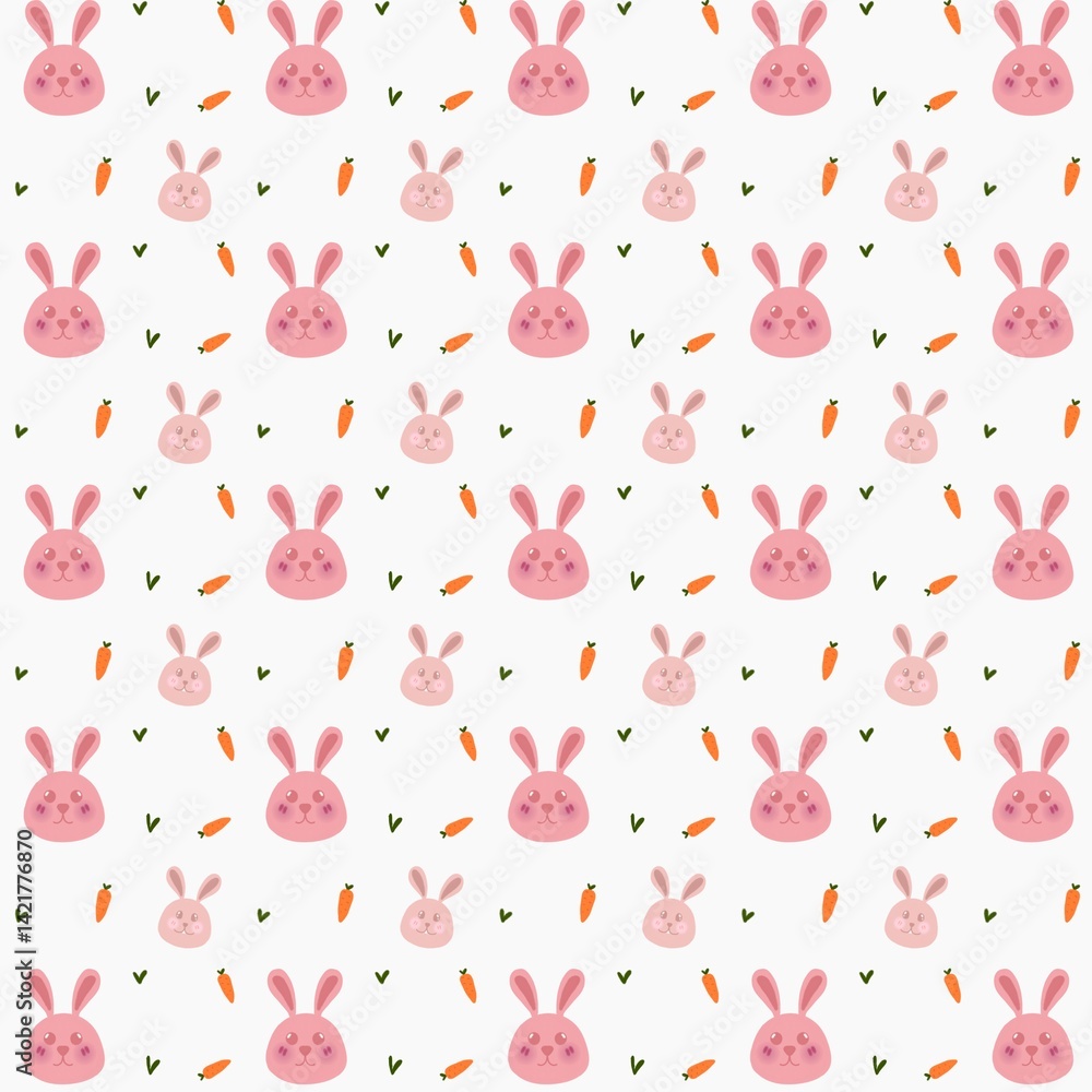 Fototapeta premium Seamless pattern, pink bunny pattern