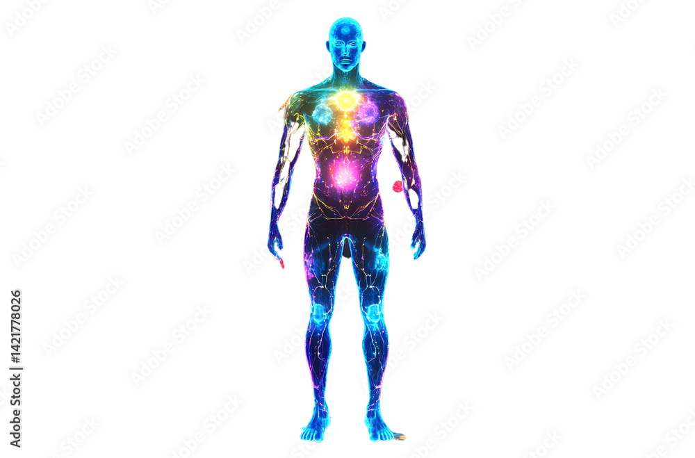 Full-body hologram of an adult male figure with glowing blue skin on a transparent background png Full-body hologram of an adult male figure with glowing blue skin on a transparent background png
