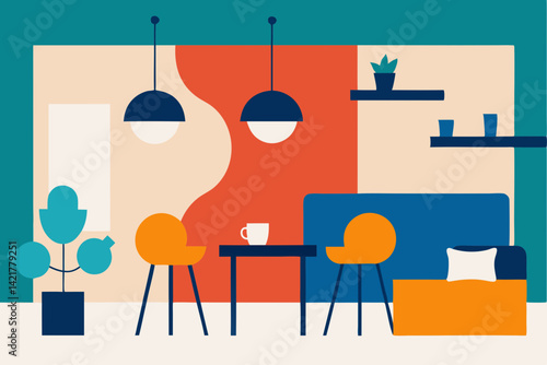 vector illustration of char and table 