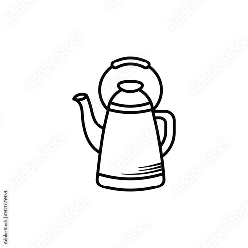 Teapot with Handle and Spout Outline Illustration