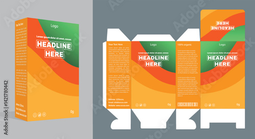 Supplements and Cosmetic box design, Package design template, box outline, Box Packaging design, Label design, healthcare label, packaging vector, realistic mock-up.
