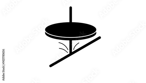 gyroscope symbol, black isolated silhouette