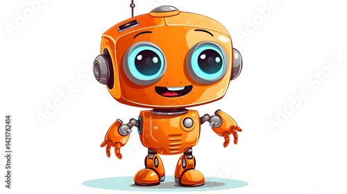 Humorous cartoon robot character in a playful pose for illustrations and designs