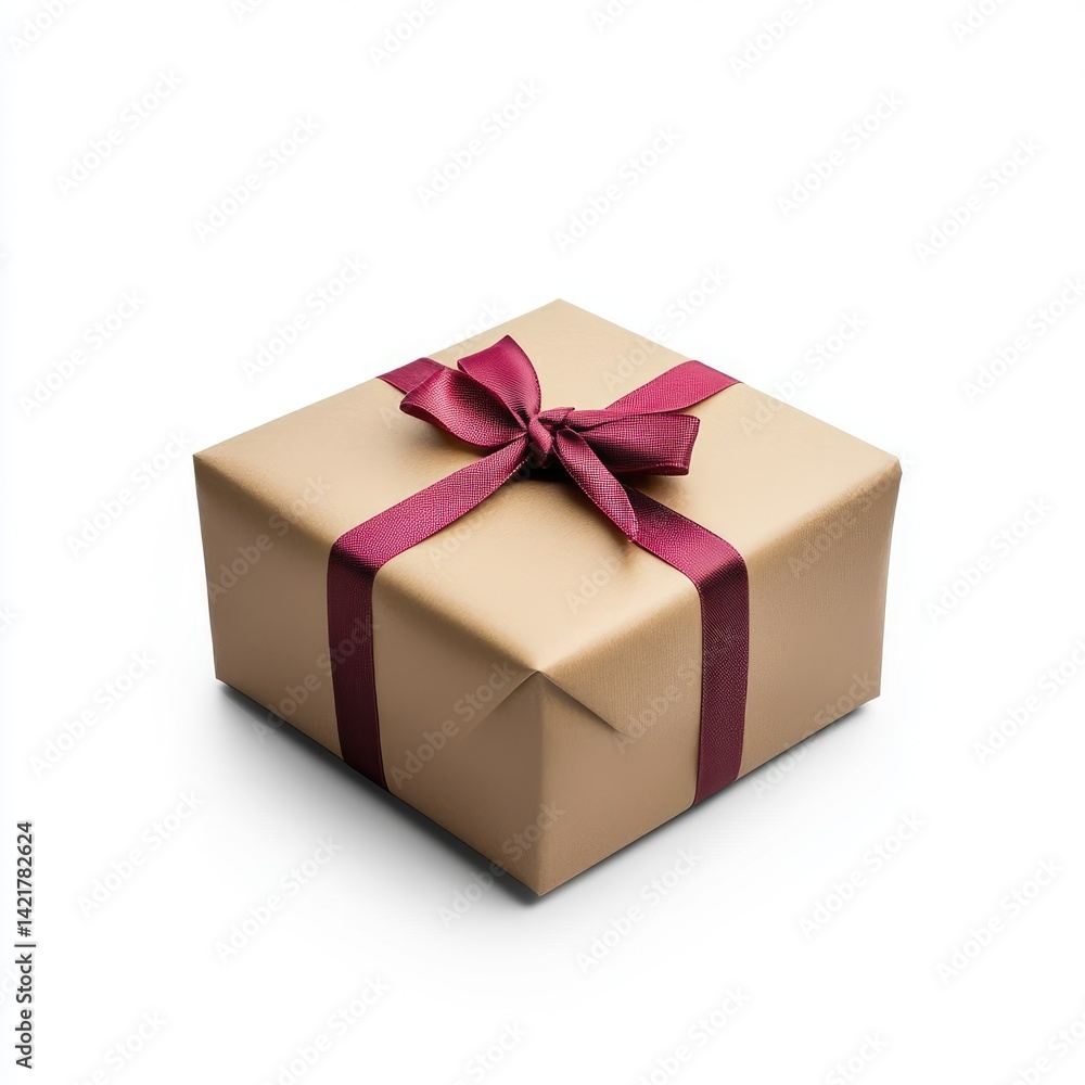 Gift box with maroon ribbon Gift box with maroon ribbon