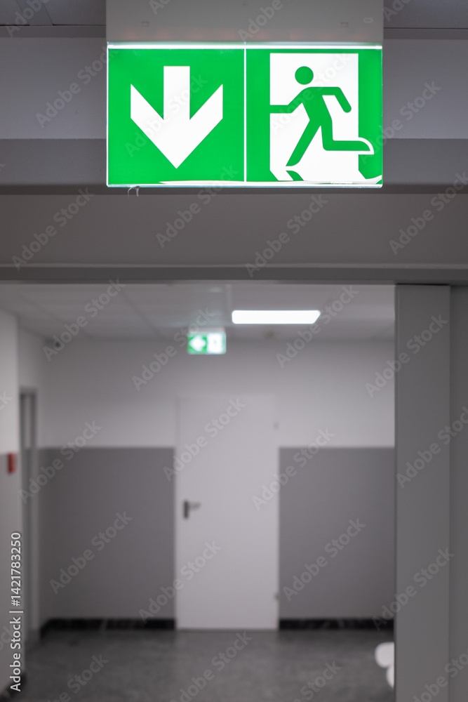 emergency exit marking over the door