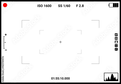 Camera viewfinder. Camera recording. Camera display. Photo frame vector design