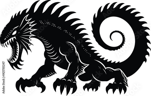 Quadro em tela Leviathan Swimming Beneath Stormy Surface – Ancient Sea Creature from Legendary