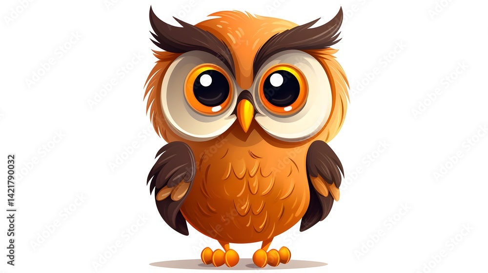 Fototapeta premium Colorful Cartoon Owl Vector Illustration for Kids Books and Nature Designs