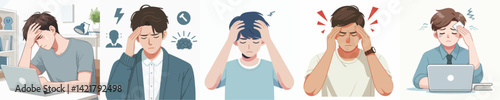 vector of man having headache